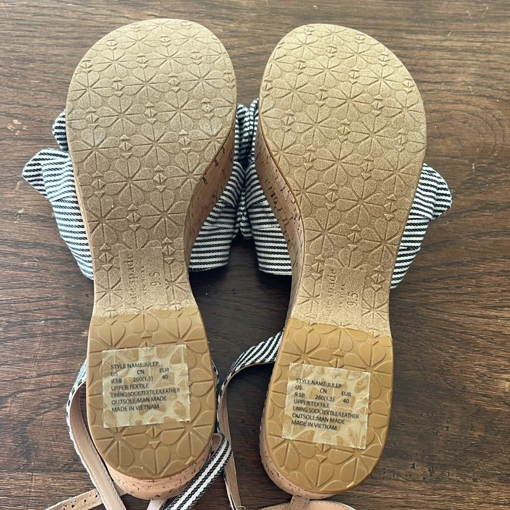 NEW! Kate Spade Julep Striped Black and White Wedges size 9.5